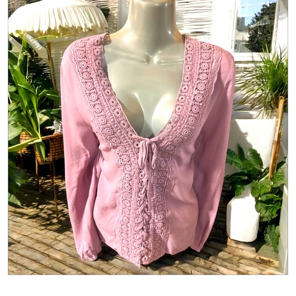 Pink Embellished Tie Front Blouse added video - Picture 3 of 4